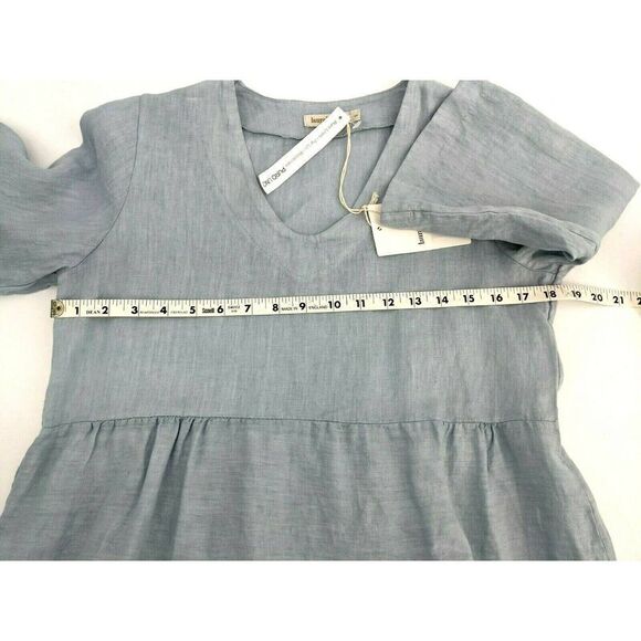 Laura Bianchi Italy Light Blue Linen Top Shirt Ruffle Blouse V-neck New - Picture 9 of 11